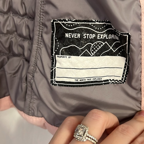 EUC the north face 10/12 girls grey pink winter coat jacket - Picture 4 of 7